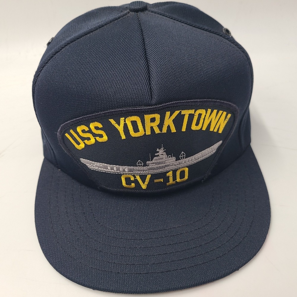 Vintage USS Yorktown Hat Snapback Blue CV-10 US Navy United States‎ Military Men